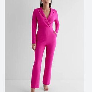 Express Women's Pink Jumpsuit Career Wear Work Long Sleeve Blazer Size 2 New